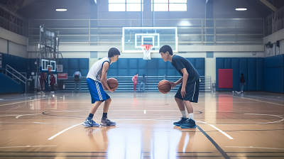 男孩篮球馆玩耍比赛图片