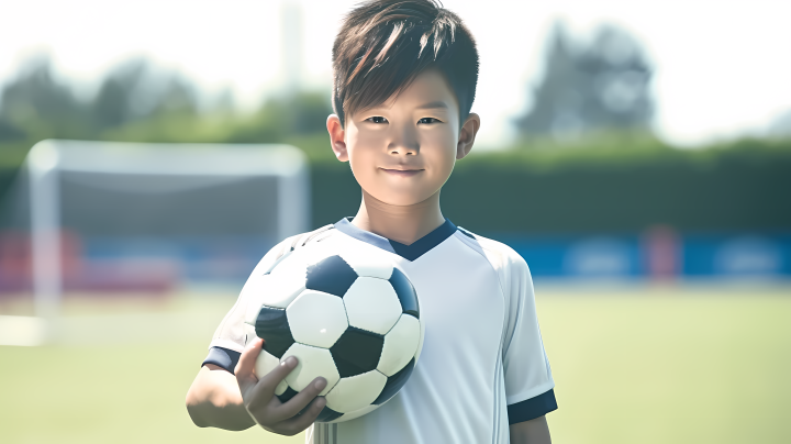 运动少年手拿足球人物图版权图片下载