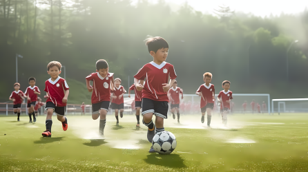 足球儿童运动会场景摄影图