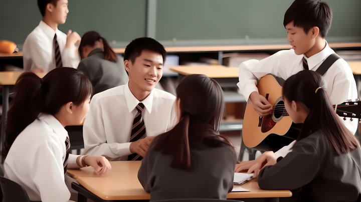 课堂上同学学生聊天摄影版权图片下载