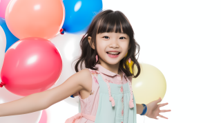 多彩气球甜美女孩摄影