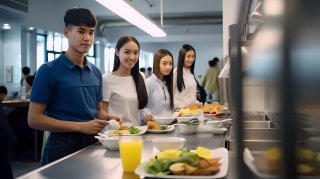 学生食堂等待取餐高清图