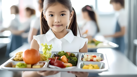 学校午餐时间健康饮食图片