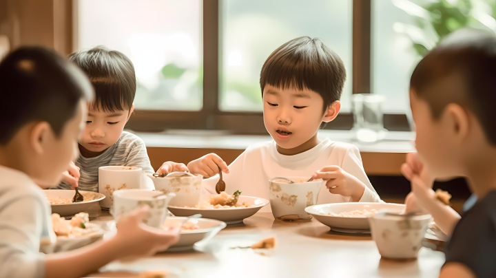 亚洲儿童用餐真实高清图版权图片下载