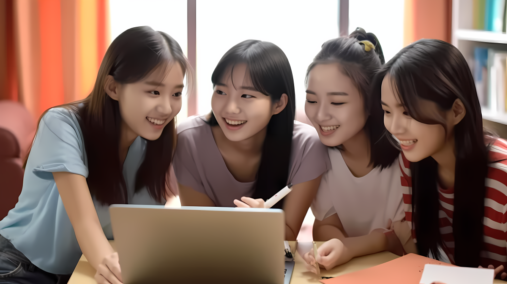 现代教育学习场景摄影图