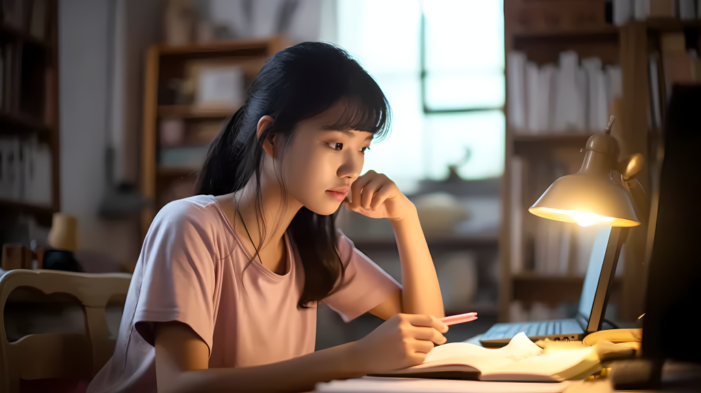 女学生宿舍学习摄影图