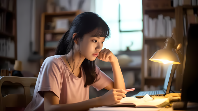 女学生宿舍学习摄影图