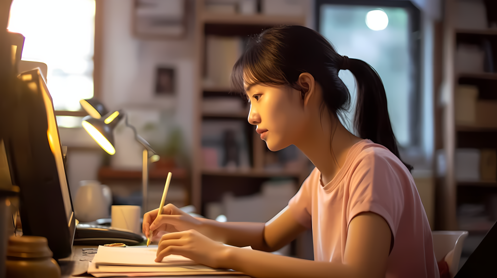 女孩宿舍学习高清照片版权图片下载