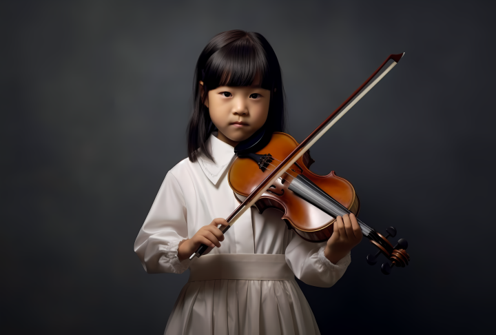 女孩拉着小提琴的明亮背景摄影版权图片下载