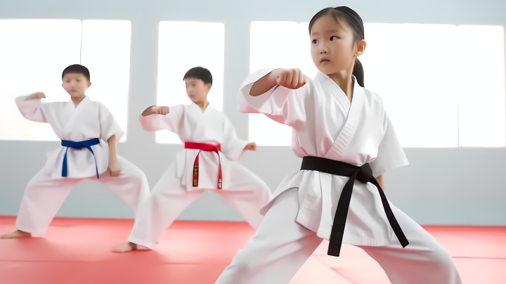 儿童跆拳道白衣练习版权图片下载