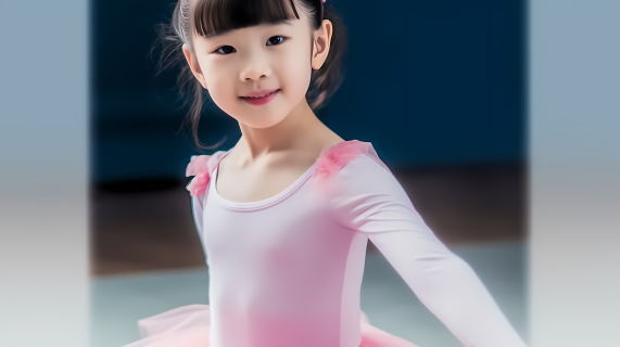 粉色芭蕾裙亚洲女孩摄影图片