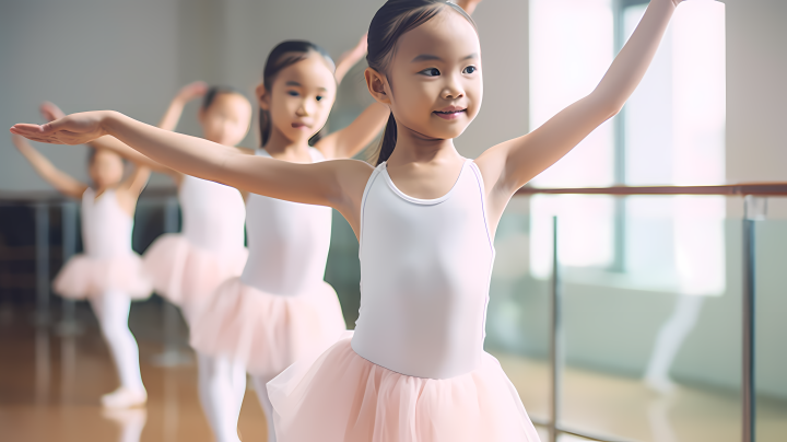 芭蕾舞教室里的女孩摄影图版权图片下载