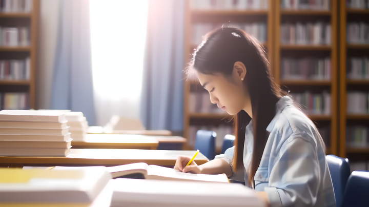 大学图书馆留学生认真学习摄影图版权图片下载