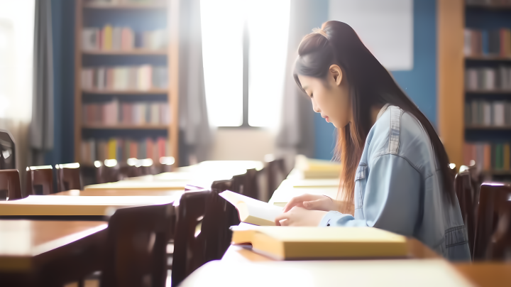 认真看书的女大学生高清图版权图片下载