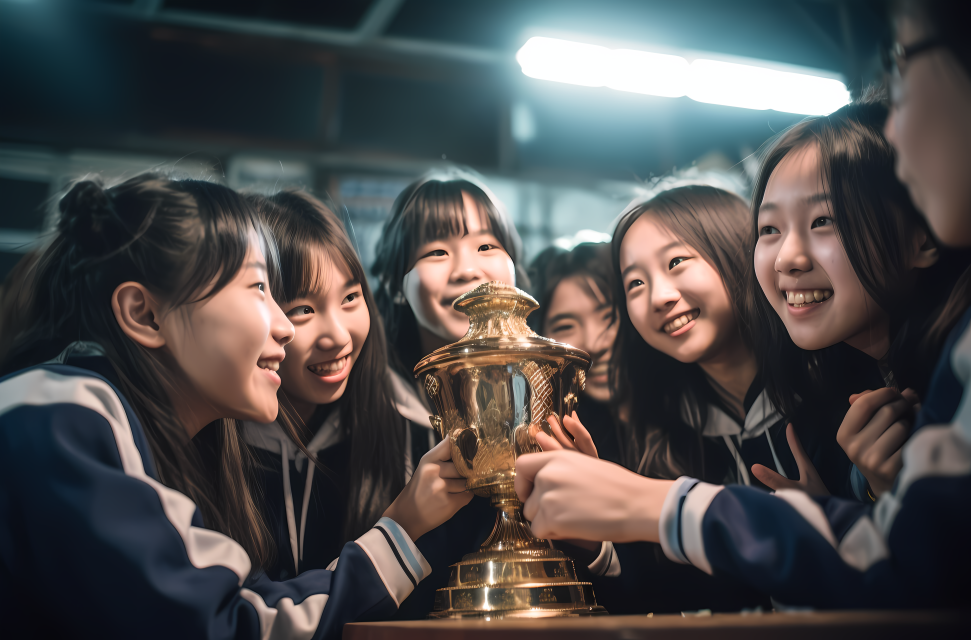 校园女生合影获奖作品