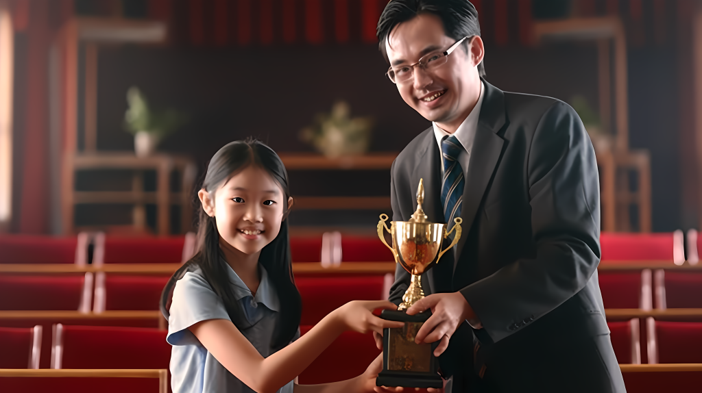 女孩获奖颁奖摄影图版权图片下载