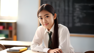 校园白衬衣女生课堂自习图片