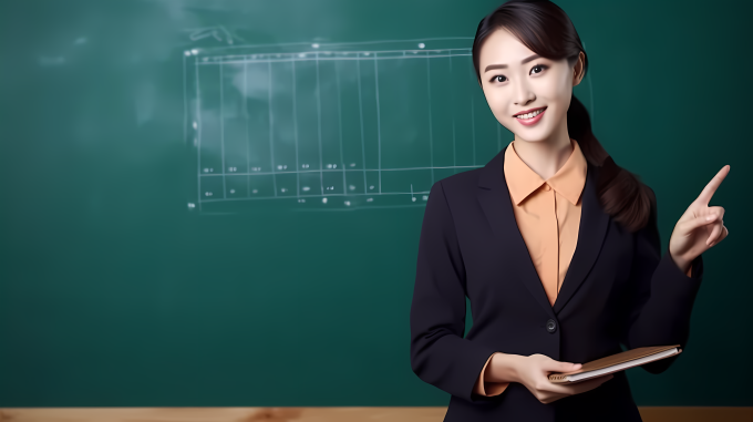 数学女老师微笑上课摄影图