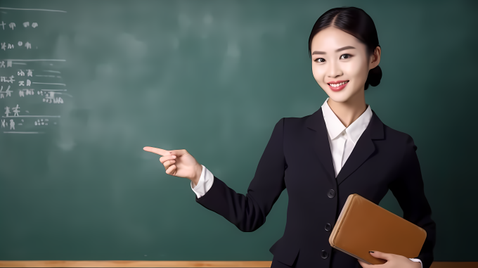与学生互动的女教师摄影图片