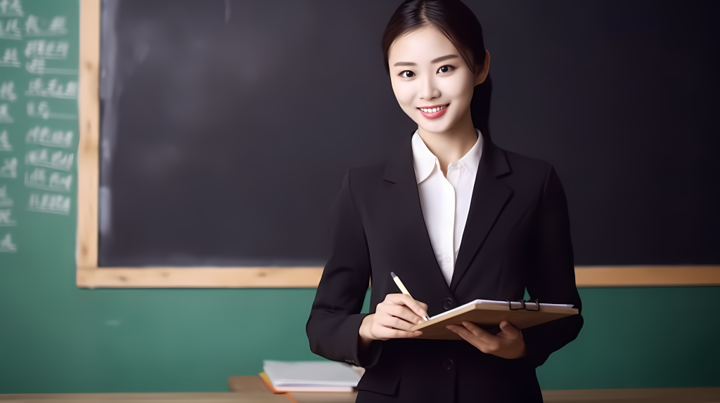 正在上课的小学老师摄影图