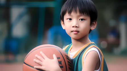 爱运动的篮球少年摄影图