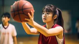 准备投篮的运动女孩摄影图