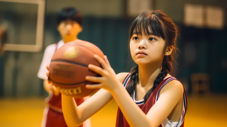亚洲女孩篮球运动员摄影图片