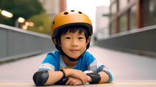 护具少年溜冰摄影图片