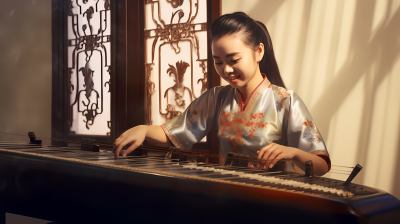 琴妙绝伦中国女子独奏古筝摄影图