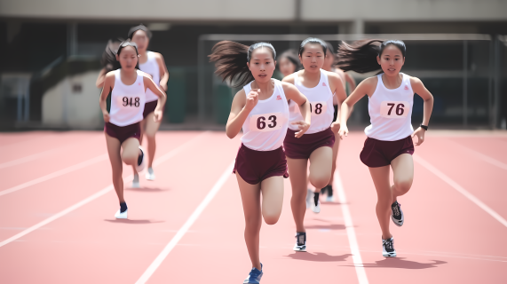 亚洲女孩田径比赛摄影图片