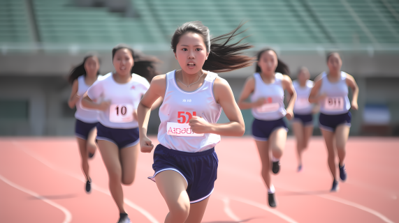 年轻女子田径比赛高清图