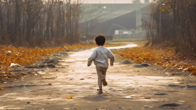 亚洲儿童奔跑的摄影高清图