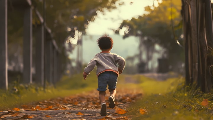 活泼可爱的孩童奔跑摄影高清图版权图片下载
