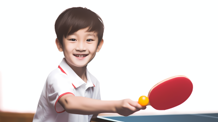 青少年乒乓球运动员微笑打球摄影图