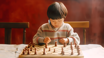正在下棋的小男孩场景图