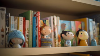 童书书架上的摄影图
