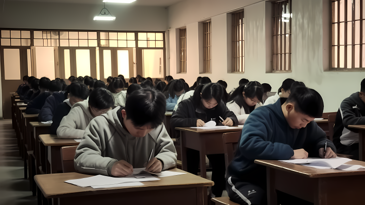 亚洲大学生考试现场高清图版权图片下载