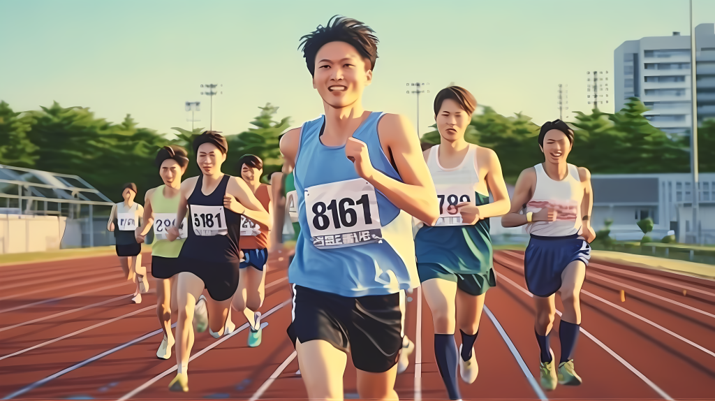 日式摄影风格下的亚洲田径运动员摄影图