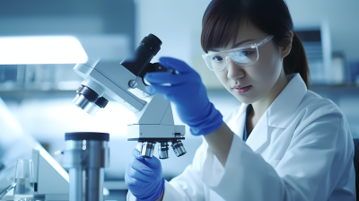 实验室女性科学家细胞检测图片