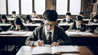在考场进行考试的学生高清图