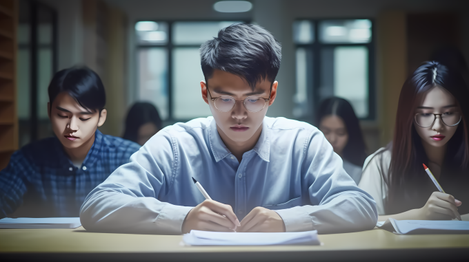 亚洲学生考试超清摄影图片
