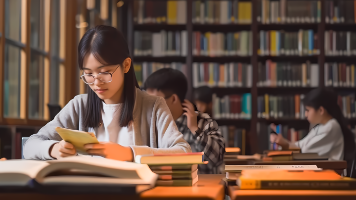 图书馆学生阅读摄影图版权图片下载