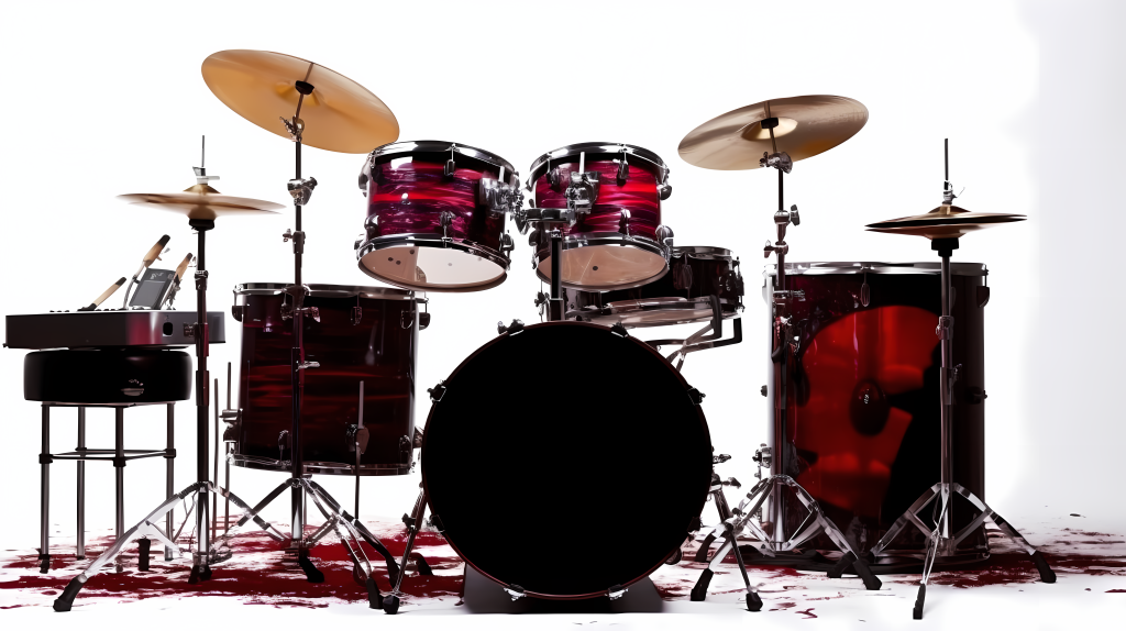 摆放在演唱会场地上的架子鼓高清图