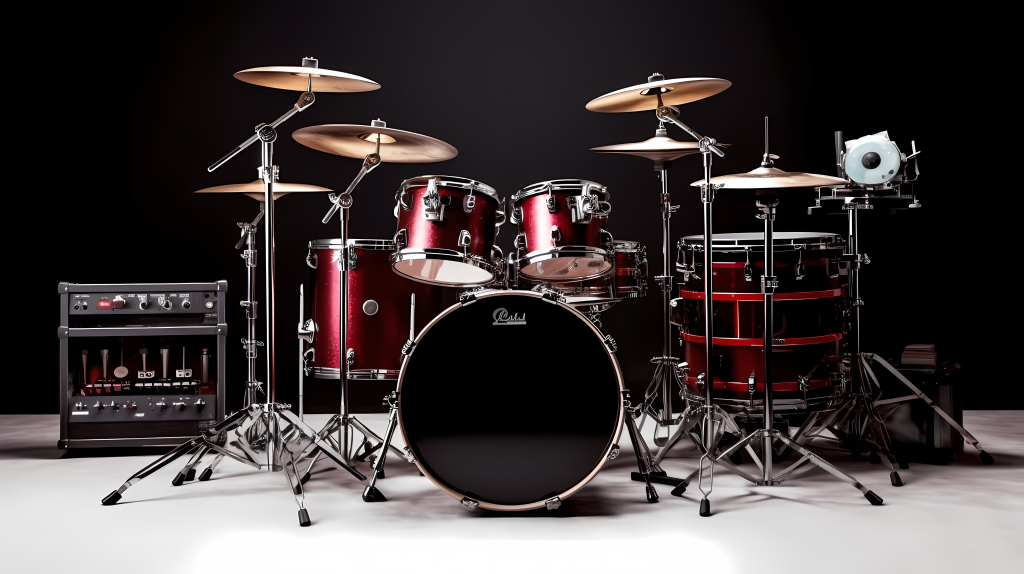 精细工艺红色树脂鼓摄影图