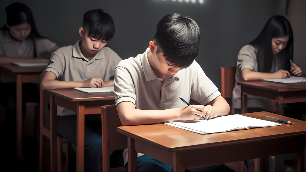 压力很大的学生升学考试摄影图