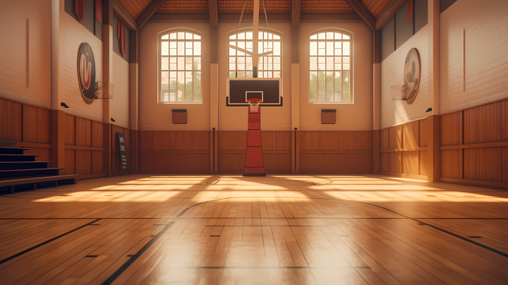 干净明亮的篮球比赛场地高清图版权图片下载