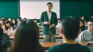 男教师医学主题课堂讲座摄影图片