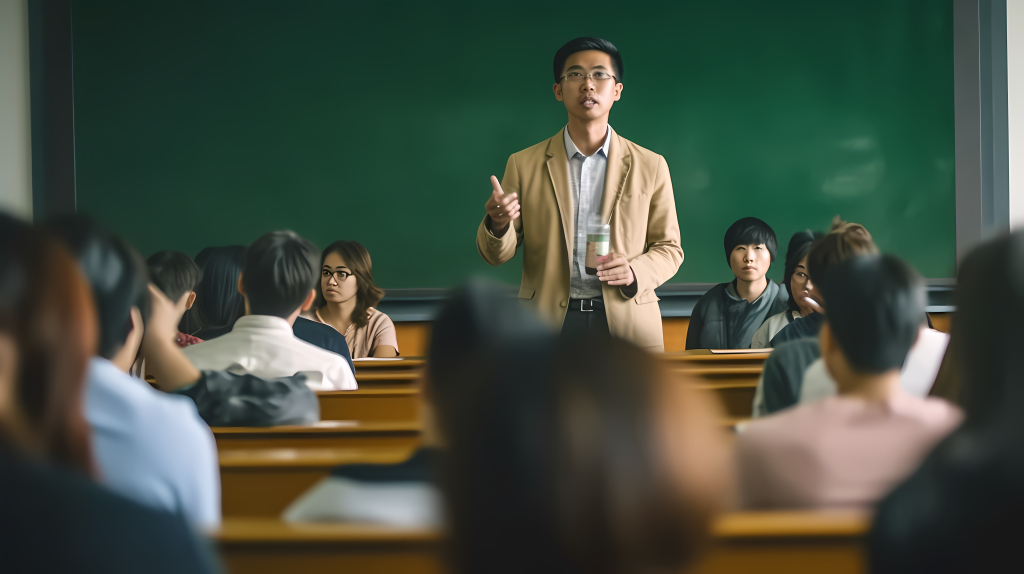 男教师医学课堂交流摄影图片