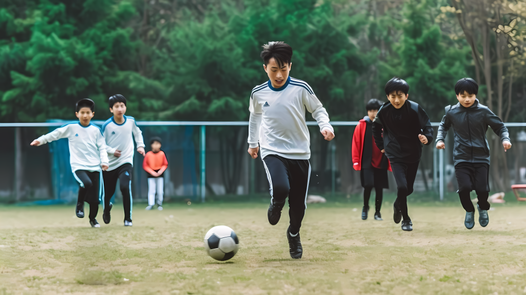 校园足球比赛实拍摄影图片