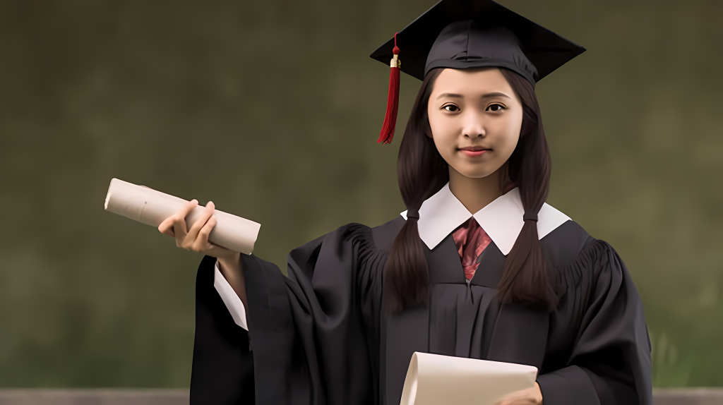 女硕士毕业照摄影图片